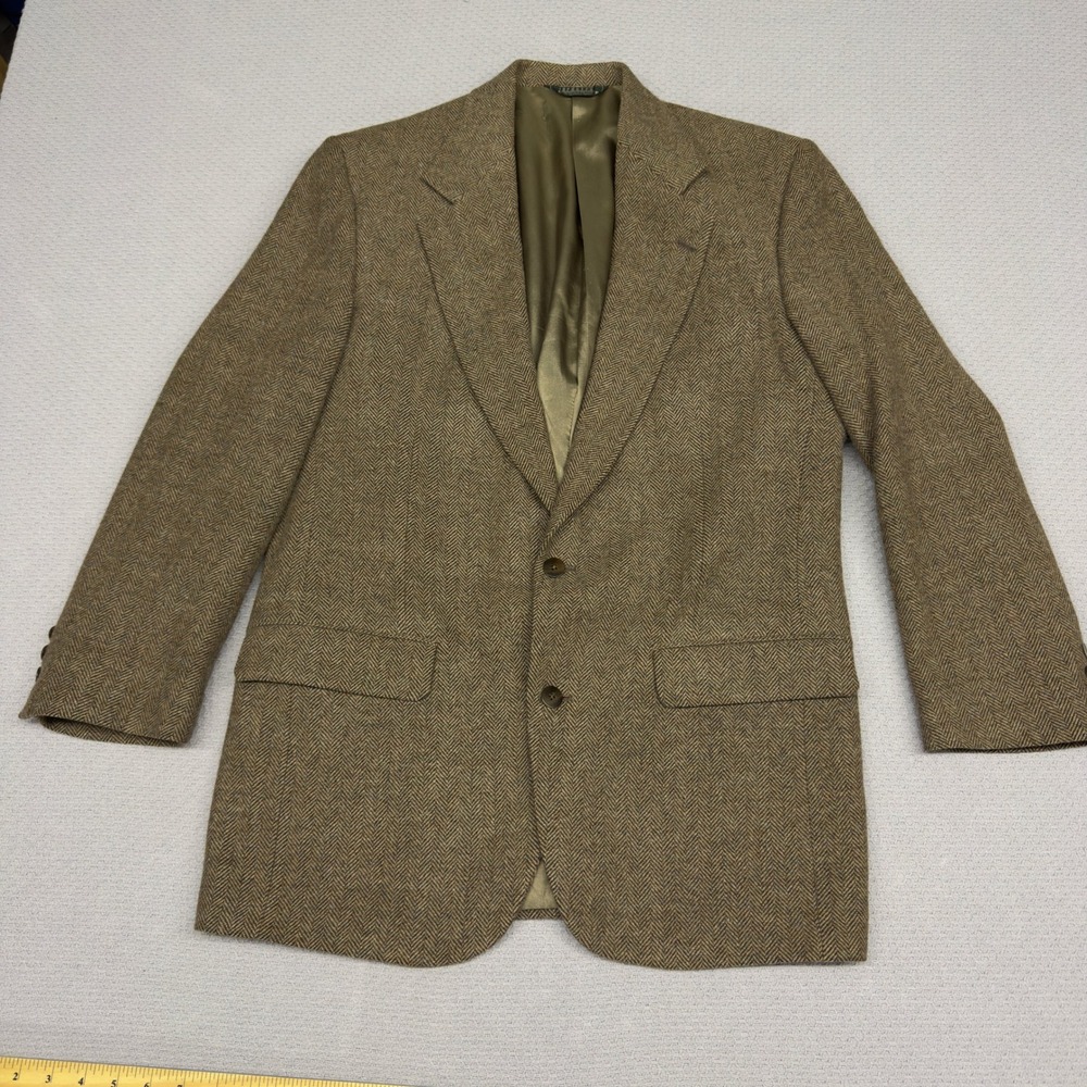Nordstrom Broadmoor & Pike Mens Brown Herringbone Wool Blazer Sport Coat 42L